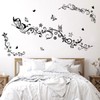 wondever Flowers Vine Wall Stickers Black Floral Butterfly Peel and