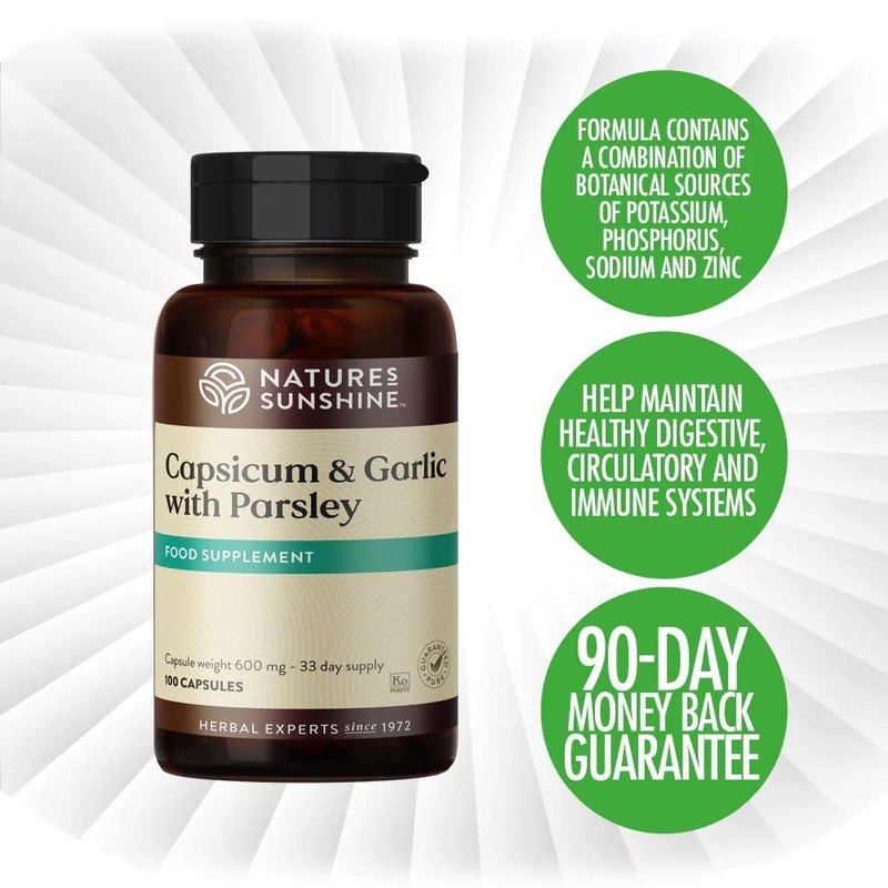 Nature's Sunshine Capsicum & Garlic with Parsley - 100 Capsules