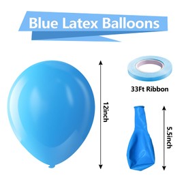 Bezente Blue Balloons Latex Party Balloons - 100 Pack 12 inch Round Helium Light Blue Balloons for Baby Shower Wedding Birthday Party Decorations