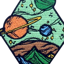 Universe Diamond Space Planets Patch Embroidered Applique Iron On Sew On Emblem