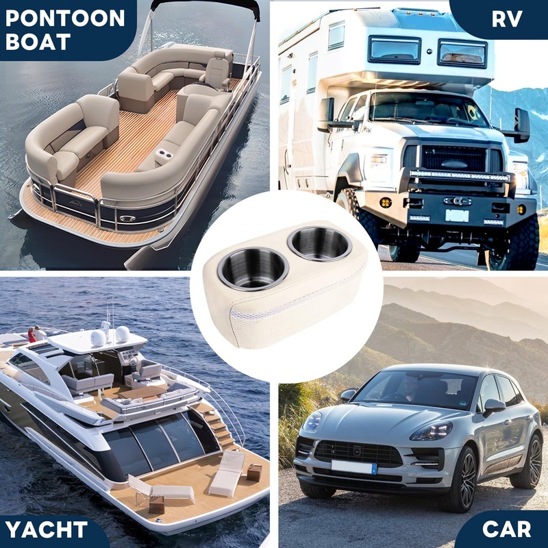 Marinexplore Pontoon Cup Holder,Boat Seat Cup Holder,Double Drink Holder,Portable Cup