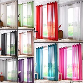 Ideal Textiles Plain Voile Curtain Panel, Ring Top Heading, Eyelet Voile Curtains, Sheer Voile Panels (59" x 72", White)