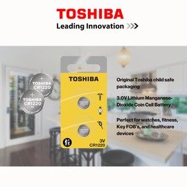 TOSHIBA CR1220 3V Lithium Coin Cell Child Resistant Blister Package (6 Batteries)