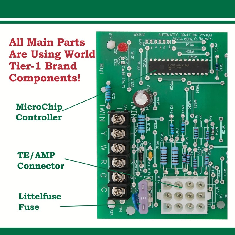 White Rodgers 50A55-3797, 50A55-474 Furnace Control Board, Replacement for Trane