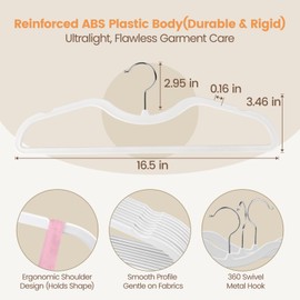 Plastic Hangers 20 Pack Ultra-Thin Space-Saving ABS 360° Swivel Hook Ideal for Closet Organization Fits Coats Shirts Dresses & More (20, Black)