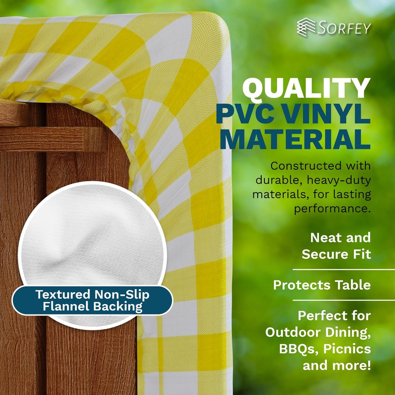 Sorfey Picnic Table Cover with Bench Covers -Fitted with Elastic,