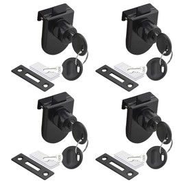 XINMEIWEN Cabinet Lock 4Pack Zinc Alloy Double Glass Door Display Lock with 2 Alike Keys for 4.5-8mm 408 Glass Door (Black)