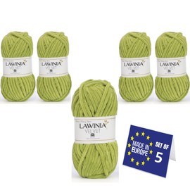 LAWINIA VELVET Premium Soft Thick Wool for Crocheting, Chenille Wool, 5 x 100 g - 65 m, Lint, Non-Fluffy Wool, Velvet Wool, Plush Wool, Cuddly Wool for Crocheting, Chenille Yarn, Bulky Yarn, Hobbii