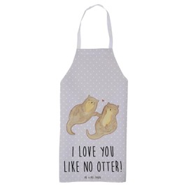 Mr. & Mrs. Panda Cooking Apron Otter Hands Holding – Gift, Otter Sea Otter Lake Otter, Romantic, Bib Apron, Fish Otter, Baking Apron, Sea Otter, gray