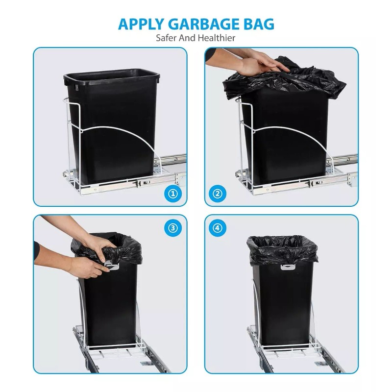ghgfh Rieles Cocina Contenedor Bote Basura Extraíble Gabinete