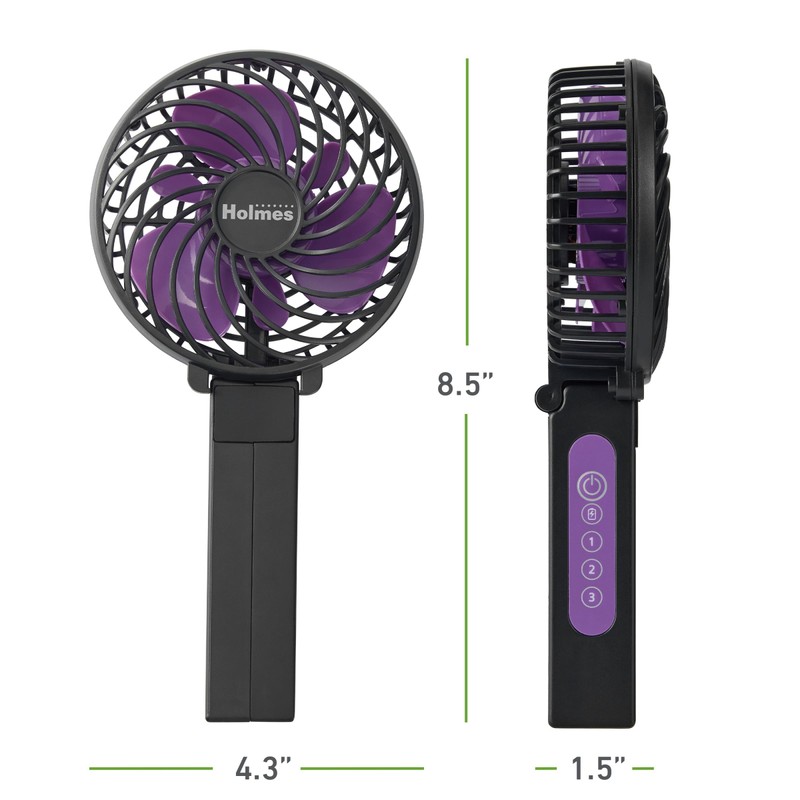 Holmes 4" Portable Handheld Fan – 3 Speeds, Rechargeable, USB-C,