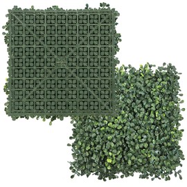 NETAP Artificial Grass Wall Panels, 10"x 10"(12P) Faux Boxwood Panels for Outdoor Indoor Green Grass Wall Decor, Party Wedding Garden Fence Decorations