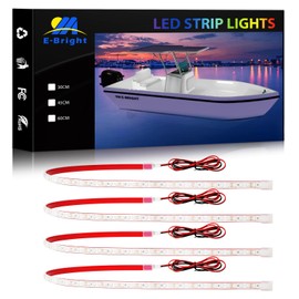 White Marine Led Boat Light Strip Night Fishing Courtesy Deck Cockpit Lighting for Pontoon Jon Boat,Kayak,Motor,Bass Boat,Jet Ski Trailer Interior Exterior Waterproof IP68 12V 24inch 60cm