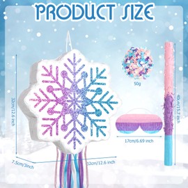 Harrycle Winter Piñata Christmas Piñata Wonderland Themed Piñata with Blindfold Bat for Christmas Princess Winter Theme Birthday Party Supplies Decorations(Pink, Blue,Snowflake)