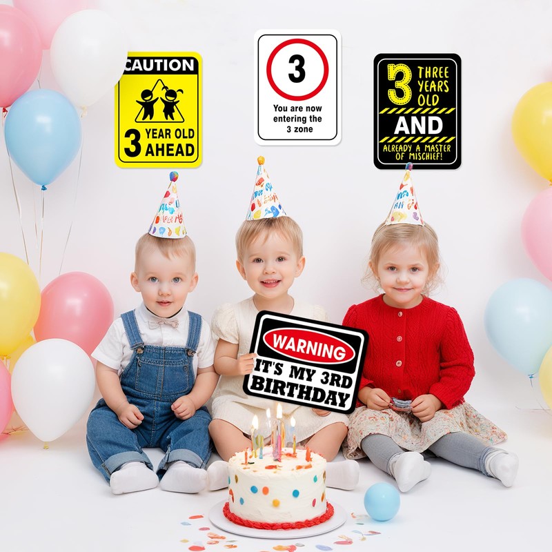 WERNNSAI 3rd Birthday Party Decorations - 9PCS 3rd Birthday Banner