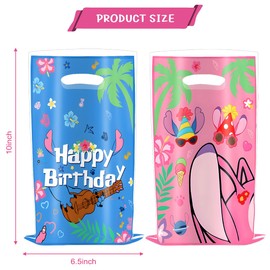 YEZHENSS 30 Pcs Blue and Pink Cartoons Party Gift Bags, Birthday Party Decorations Supplies