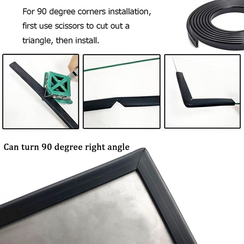 TA-VIGOR Edge Trim U Seal, Black PVC U-Seal Channel Edge