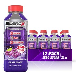 SueroX Sugar Free Sports Drink for Hydration and Recovery, Electrolyte Hydration Drink with 8 Ions, Zero Calorie Sports Drinks, Grape Boost, 21.3 Fl Oz, 12 Count