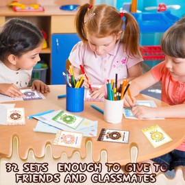 Kajaia 64 Pcs Valentine's Day Donut Party Favors Include 32 Donut Stress Balls and 32 Valentines Day Cards with Extra 100 Pcs Self Sealing Clear Plastic Bags for Valentines Party Favor Gift Treat