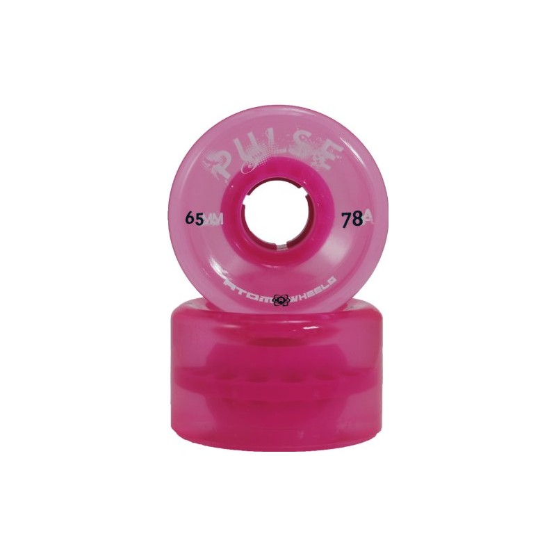 Atom Pulse Outdoor Quad Roller Skate Wheels, 65mm, Pink, 78A