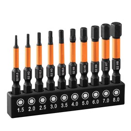 Hex Bit Set, 10 Pack Alloy Steel Allen Wrench Drill Bit, 1/4” Hex-Shank Allen Key Bits Set, Multi Star Power Screwdriver Bits Set, Metric Hex Screwdriver Driver Bits