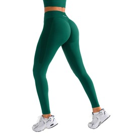 BRXL Butt Lifting Tummy Control Leggings for Womens High Waisted No Front Seam Stretchy Gym Pilates Yoga Leggings Dark Green