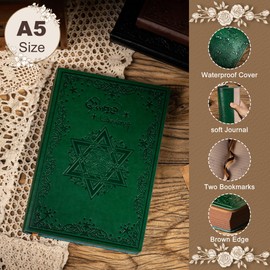MINICAGIE Lined Journal for Men Soft Cover Notebook Leather Journals for Writing, 180 Lay Flat Vintage Mens Journal Personal Diary, 5.7'' X 8.3'', Green