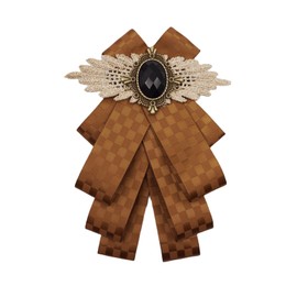 christmas bow ties for men self tie jabot collar brooch pins fashion jabot collar necktie pre tie black bow brooch (coffee net)