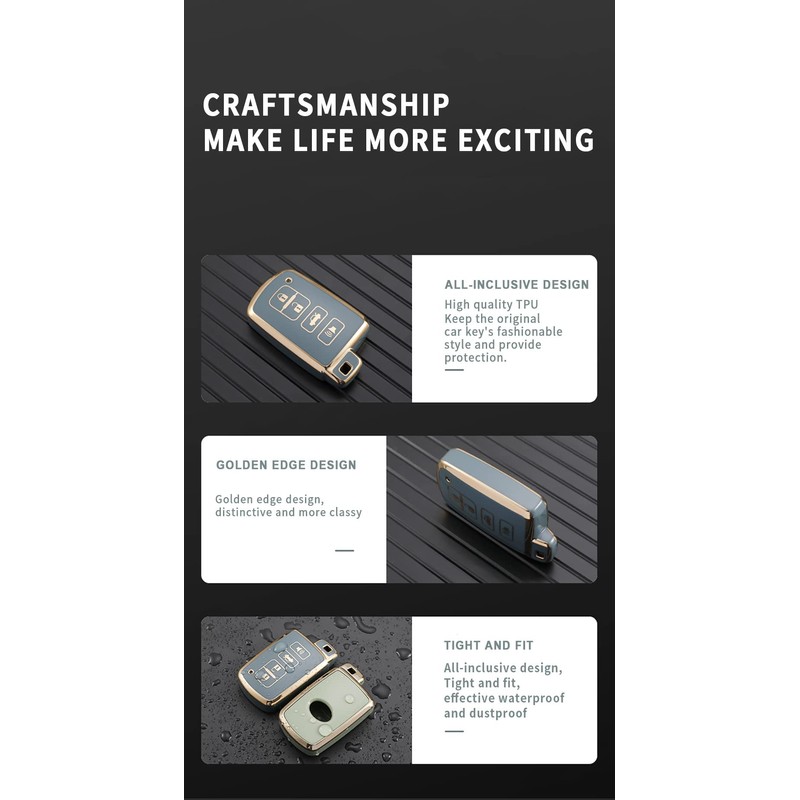 TECART Soft TPU Key Case Fit For Toyota Avalon Camry