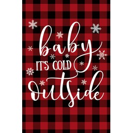 Texupday Baby It's Cold Outside Christmas Decoration Winter Buffalo Check Plaid Rustic Garden Flag Outdoor Yard Flag 12" x 18"