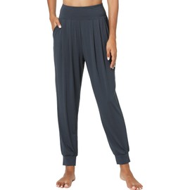 GYS Womens Yoga Pants with Pockets - Viscose Made from Bamboo, High-Waist Joggers Sweatpants Lounge Pajama Bottoms, Midnight Blue, Medium