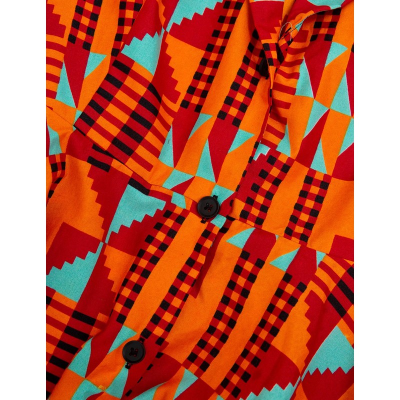 HongyuAmy African Print Sleeveless Dress Ankara Lace-up Dress Wax Fashion