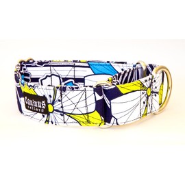 Abstract Flowers Custom Dog Collar - Buckle & Martingale - 1" - 2" Width - XS - XXL (Martingale Collar, L 1")