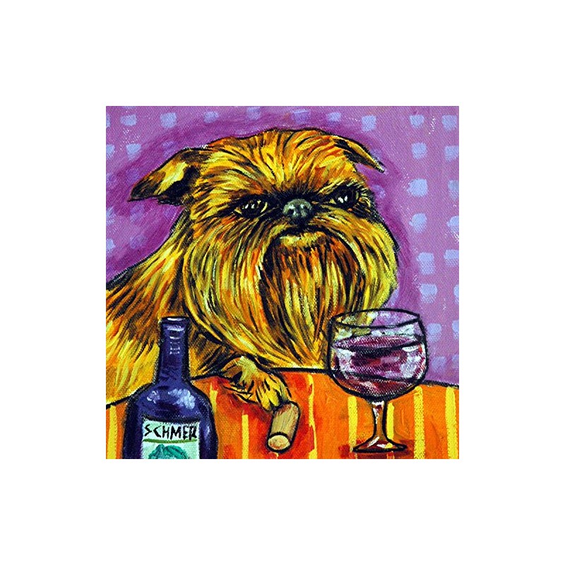 Brussels Griffon at the Wine Bar dog art tile coaster