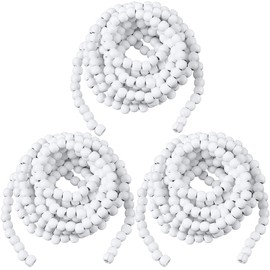 WILLBOND 3 Pieces 29.5 Feet Christmas Wooden Bead Garland Vintage Christmas Tree Bead Garland Round Bead Wreath for Christmas and Holiday Decorations (White)