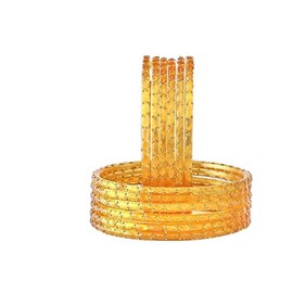 Shemass™ Raindrop Glass Bangles Set For Women & Girls | Trendy Transparent Crystal Glass Bangles (GOLD, 2.4)