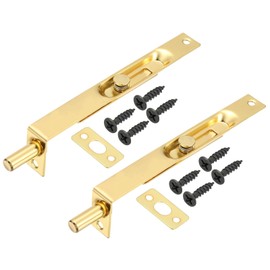 PATIKIL Flush Bolt 6" x 0.71", 2 Pcs Stainless Steel French Door Lock Concealed Slide Double Door Latch for Wood Composite Double Door, Gold Tone