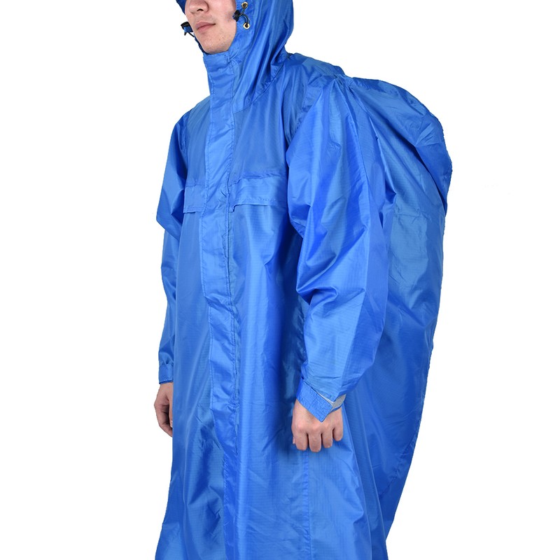 Polyester Folding Outdoor Portable Ultralight Waterproof Sleeve Hooded Raincoat(Blue)
