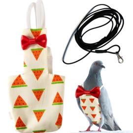 Birds Pigeon Diaper Pants Harness and Leash, Bird Diapers for Pigeons and Leash Harness, Diapers for Birds Cockatiel Parrot, Parakeet Diaper, Pigeon Pants, Parrot Clothes for Bird (XL-Watermelon)