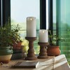 Luminara White Moving Flame Pillar Flameless LED Candle, Scalloped Edge,