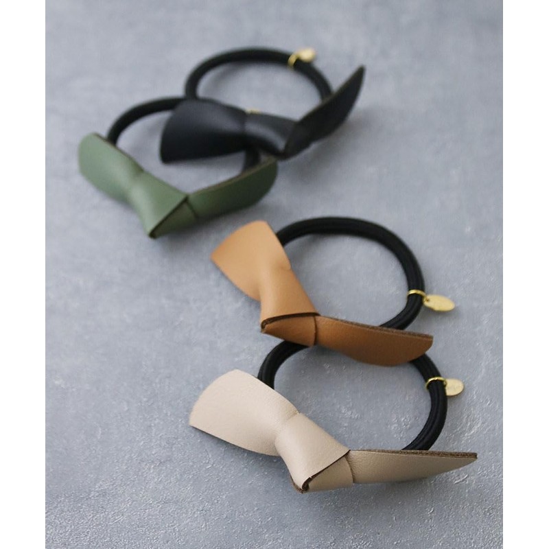 [ヴァンテーヌ] VINGTAINE ヘアゴム フェイクレザー リボン 大人カジュアル オフィス シンプル ヘアアクセサリー 大人カジュアル