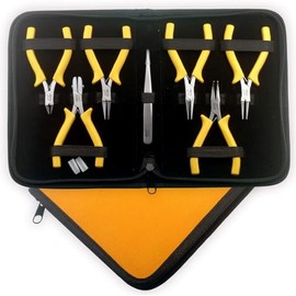 Mini Pliers Set Beading Tools Kit Jewellery Making Tools with Nylon Jaw Pliers Hobbies and Creative Art Craft Gift Ideas Blue PTL® (Yellow)