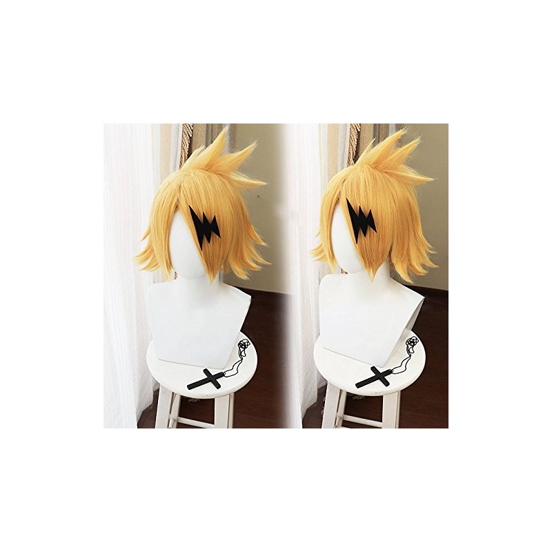 [二番目の城] 耐熱コスプレウィッグ 稲妻髪飾り付 僕のヒーローアカデミア 上鳴電気 パーティー 変装 コスチューム cos wig