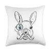 Drawing White Monocle Rabbit Eye Throw Pillow