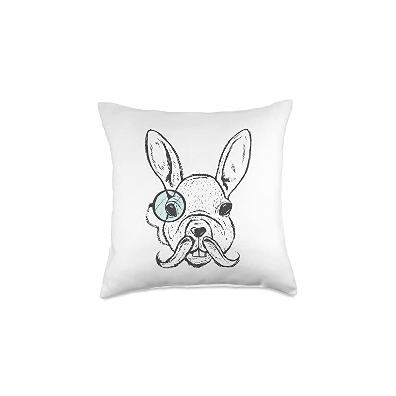 Drawing White Monocle Rabbit Eye Throw Pillow