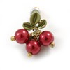Exquisite Red Berry Floral Olive Green Enamel Stud Earrings -