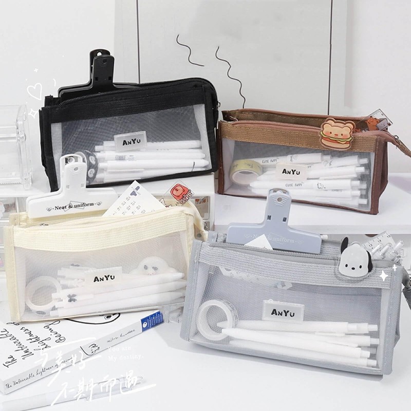 Pen Case, Pencil Case, Pouch, Transparent, 5 Layer Storage, Large