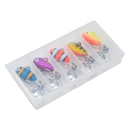 Steinn Wobbler | 5 Pieces Metal VIB Bait Hard Bait Fishing Lure Set | 3D Eyes Fishing Spinner Bass | with Treble Hook with Box (steinn015)
