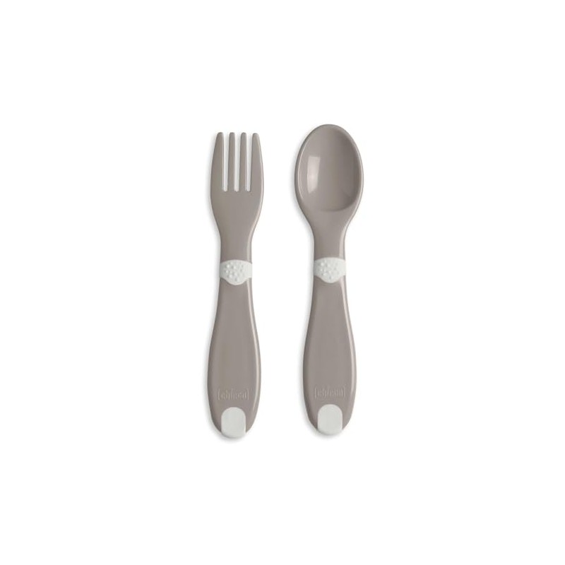 Chicco First Baby Cutlery, Neutral, Fork & Spoon, Small, Lightweight,