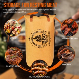 BBQ Blanket for Meat Steaks, Barbecue Blanket for Resting Meat with Handle Wide Mouth, Meat Blanket Smoker Accessories for Large Brisket/Pork Shoulders (15-inch)